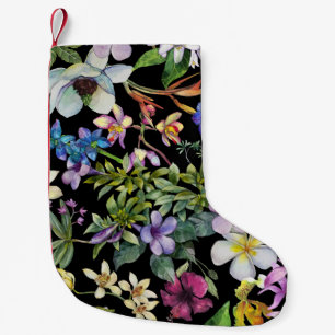 Watercolor Tropical Leaves: Seamless Pattern Small Christmas Stocking