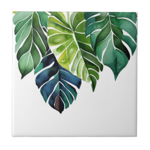 Watercolor Tropical Leaves Tile