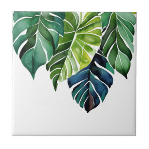 Watercolor Tropical Leaves Tile
