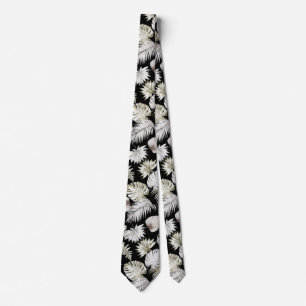 Watercolor Tropical Leaves White Wedding   Tie