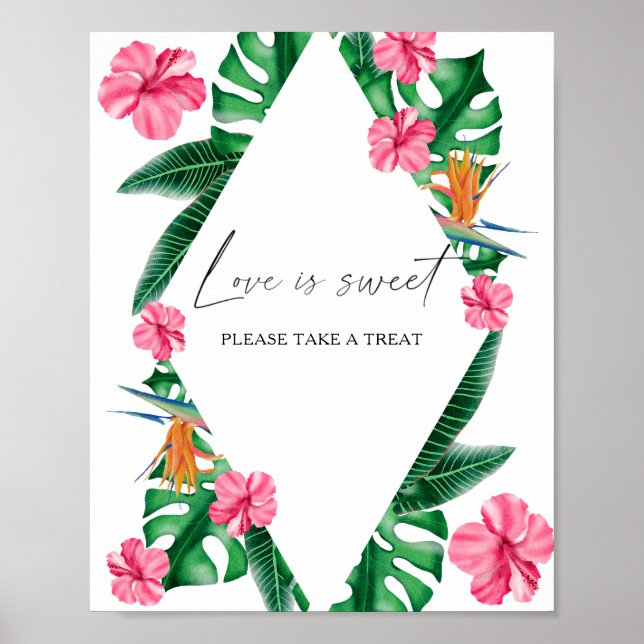 Watercolor tropical - love is sweet take a treat poster (Front)