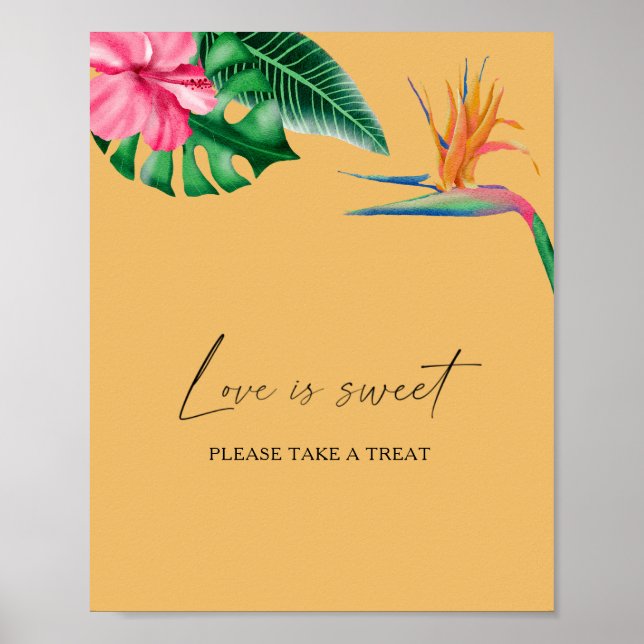 Watercolor tropical - love is sweet take a treat poster (Front)