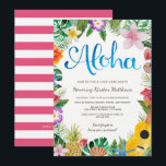 Watercolor Tropical Luau Graduation Party Invite<br><div class="desc">A beautiful watercolor luau design; perfect for any tropical party!  The background stripes on the back of the card can be customised to any colour you'd like.</div>