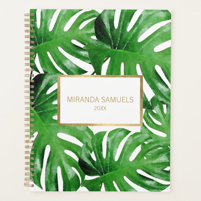 Watercolor Tropical Monstera Leaves Appointment  Planner (Front)