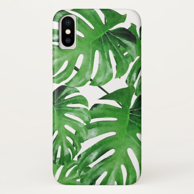 Watercolor Tropical Monstera Leaves Pattern Case-Mate iPhone Case (Back)