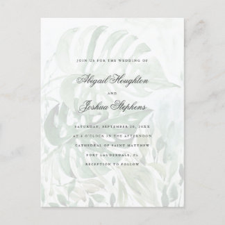 Watercolor Tropical Monstera Leaves Summer Wedding Invitation Postcard
