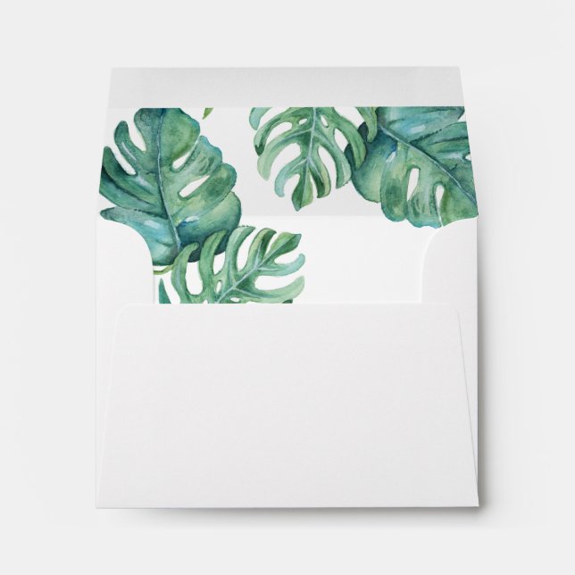 Watercolor Tropical Monstera Palm Leaf Envelope (Back (Bottom))
