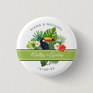 Watercolor Tropical Mother of Groom Green ID577 3 Cm Round Badge