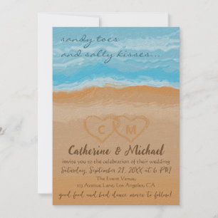 Watercolor Tropical Ocean Beach QR Code Wedding Invitation