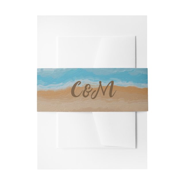Watercolor Tropical Ocean Beach Wedding  Invitation Belly Band (Front Example)