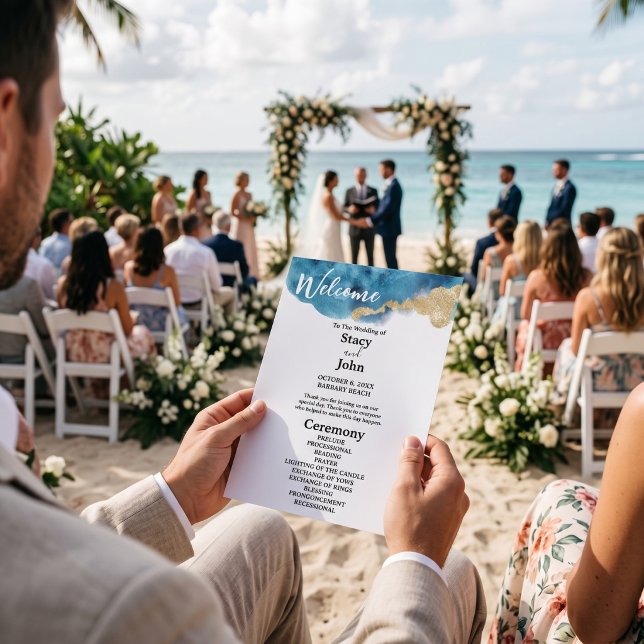 Watercolor  Tropical Ocean Beach  Wedding Program (Watercolor program for your special day. Scroll down to browse the other items in our collection.)