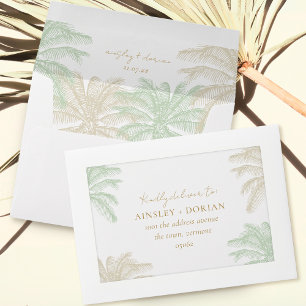 Watercolor Tropical Palm Boho RSVP Address Wedding Envelope