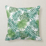 Watercolor Tropical Palm Leaves Cushion<br><div class="desc">Stylish tropical watercolor palm leaves for a lush Hawaiian style summer home decor throw pillow.</div>