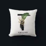 Watercolor Tropical Palm Leaves Letter T Monogram Cushion<br><div class="desc">Customisable letter T monogram pillow featuring watercolor tropical palm leaf,  faux gold foil leaf and black watercolor brush accents. Personalise this tropical monogram pillow by adding your name or other details. This boho letter T monogram pillow will be perfect as a gift. Other letters are available.</div>