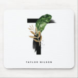 Watercolor Tropical Palm Leaves Letter T Monogram Mouse Mat<br><div class="desc">Customizable letter T monogram mousepad featuring watercolor tropical palm leaf,  faux gold foil leaf and black watercolor brush accents. Personalize this tropical monogram mousepad by your name or other details. This boho letter T monogram mousepad will be perfect as a gift. Other letters are available.</div>