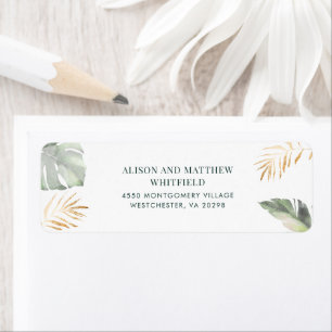 Watercolor Tropical Palm Leaves Return Address