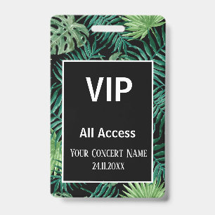 Watercolor Tropical Palm Leaves VIP Access Pass ID Badge