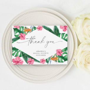 Watercolor Tropical palm, thank you bridal shower  Card