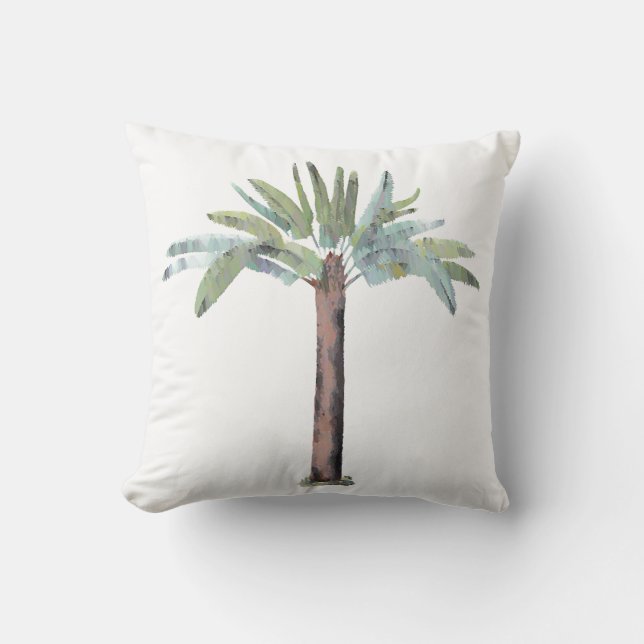 Watercolor Tropical Palm Tree Cushion (Front)
