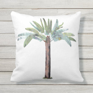 Watercolor Tropical Palm Tree Cushion