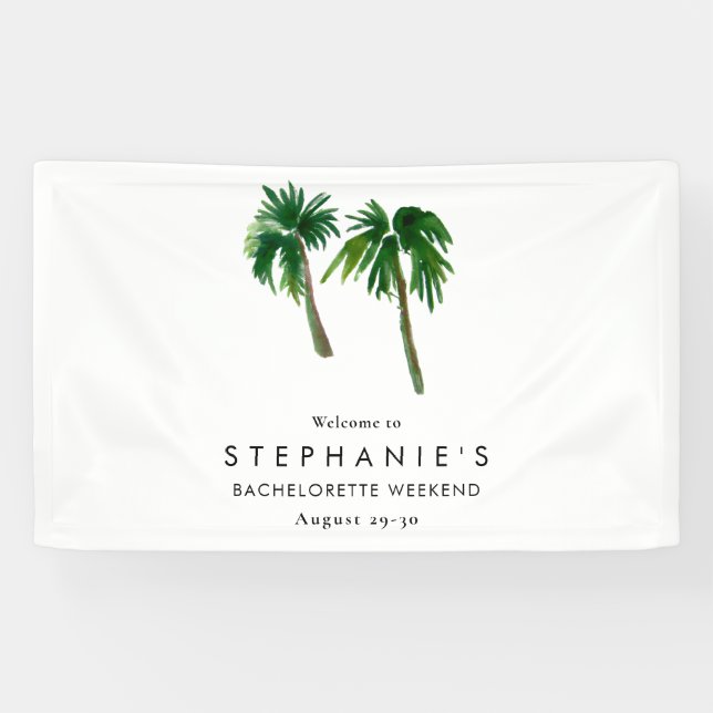 Watercolor Tropical Palm Trees  Bachelorette    Banner (Horizontal)