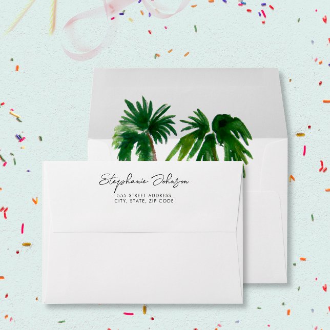 Watercolor Tropical Palm Trees  Birthday  Envelope (Creator Uploaded)