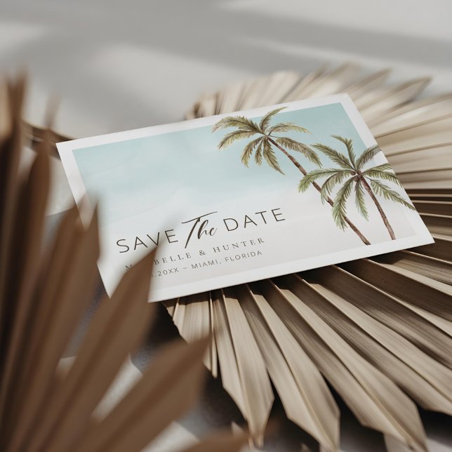 Watercolor Tropical Palm Trees Save The Date (Watercolor Tropical Palm Trees Save The Date)