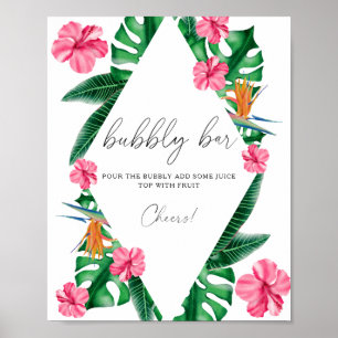Watercolor tropical palms - bubbly bar poster