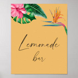 Watercolor tropical palms - lemonade bar poster