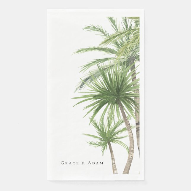 Watercolor Tropical Palms Personalised  Napkin (Front)