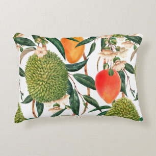 Watercolor tropical pattern, durian fruit, mango o decorative cushion