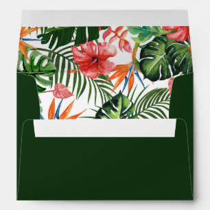 Watercolor Tropical Pattern Green Return Address Envelope