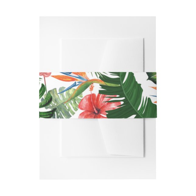 Watercolor Tropical Pattern Invitation Belly Band (Front Example)