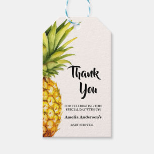 Watercolor Tropical Pineapple Baby Shower Gift Tags