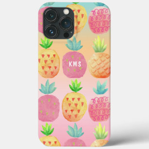 Watercolor Tropical Pineapple Fruit iPhone 13 Pro Max Case