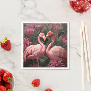 Watercolor Tropical Pink Flamingo Romance Napkin