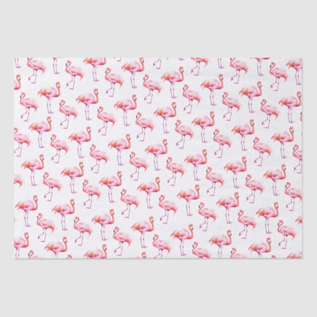 Watercolor Tropical Pink Flamingo Tissue Paper (Front)