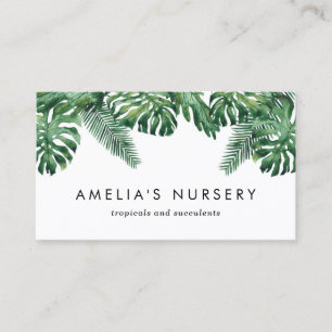 Watercolor Tropical Plants Greenery Nursery Business Card