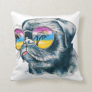 Watercolor Tropical Puppy Cushion