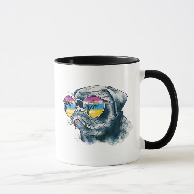 Watercolor Tropical Puppy Mug (Right)