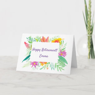 Watercolor Tropical Retirement Personalised Card