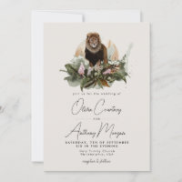 Watercolor Tropical Safari Jungle Lion Wedding