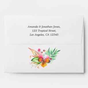 Watercolor Tropical Summer Beach Wedding Envelope