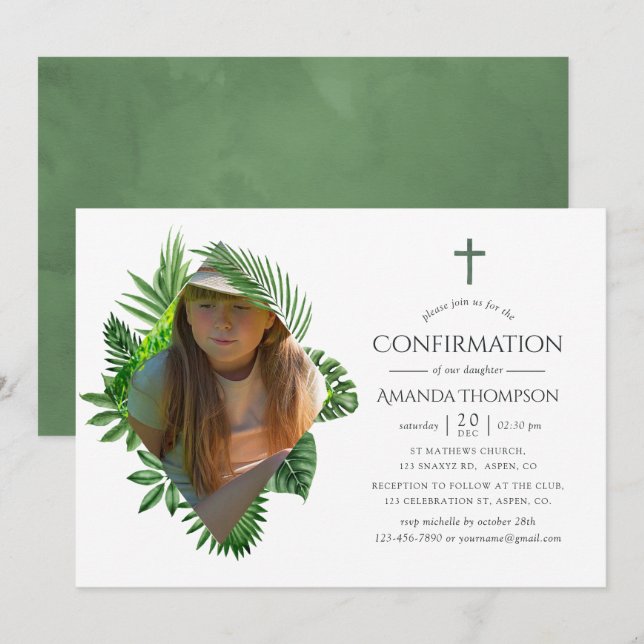 Watercolor Tropical Summer Confirmation Invitation (Front/Back)