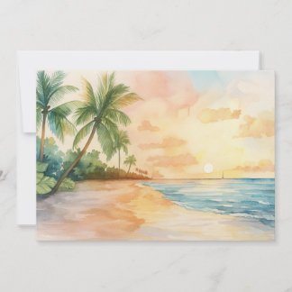Watercolor Tropical Sunset Invitation