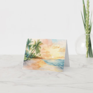 Watercolor Tropical Sunset Thank You Card