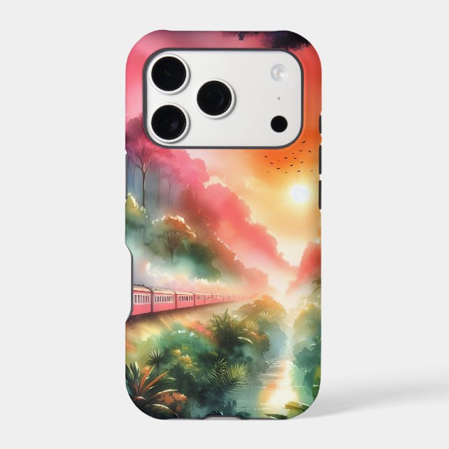 Watercolor Tropical Sunset Train Journey (Back)