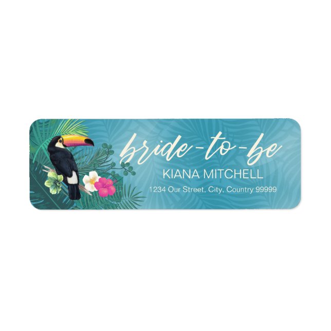 Watercolor Tropical Toucan Bride-to-Be Teal ID577 (Front)