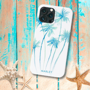 Watercolor Tropical Turquoise Palm Trees  Case-Mate iPhone Case