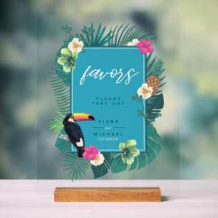 Watercolor Tropical w/Toucan Favours Teal ID577 Acrylic Sign